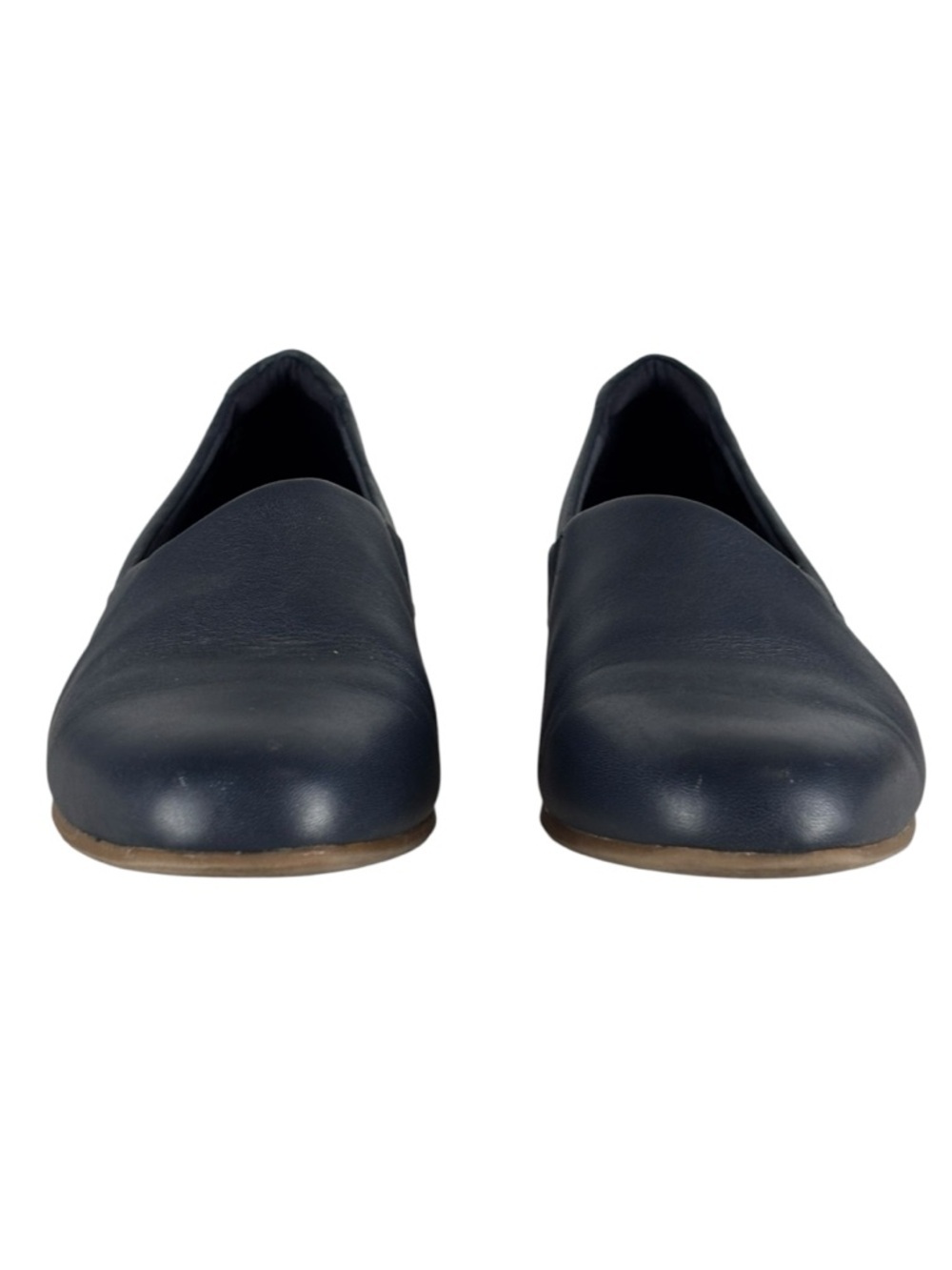 COLLECTIONS BY CLARKS JULIET PALM NAVY LEATHER ROUND TOE SLIP ON HEELS 8 WIDE - Picture 8 of 13